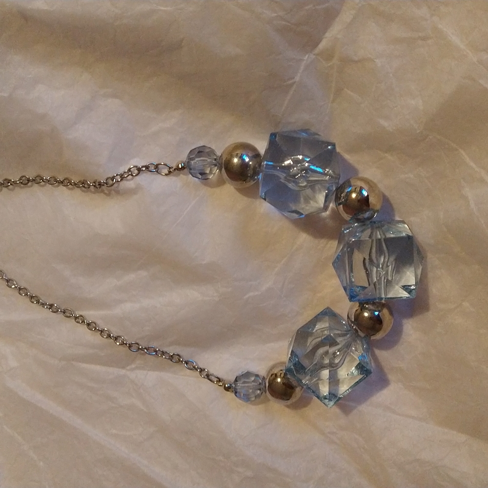 Vintage Chunky Ice Blue Necklace